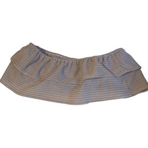 Superdown Beige Ruffle Tube Crop Top Womens Medium Boho Beach Neutral Summer